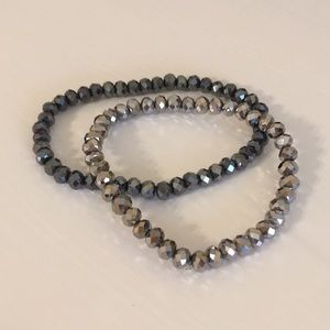Silver Holiday Beaded Bangles